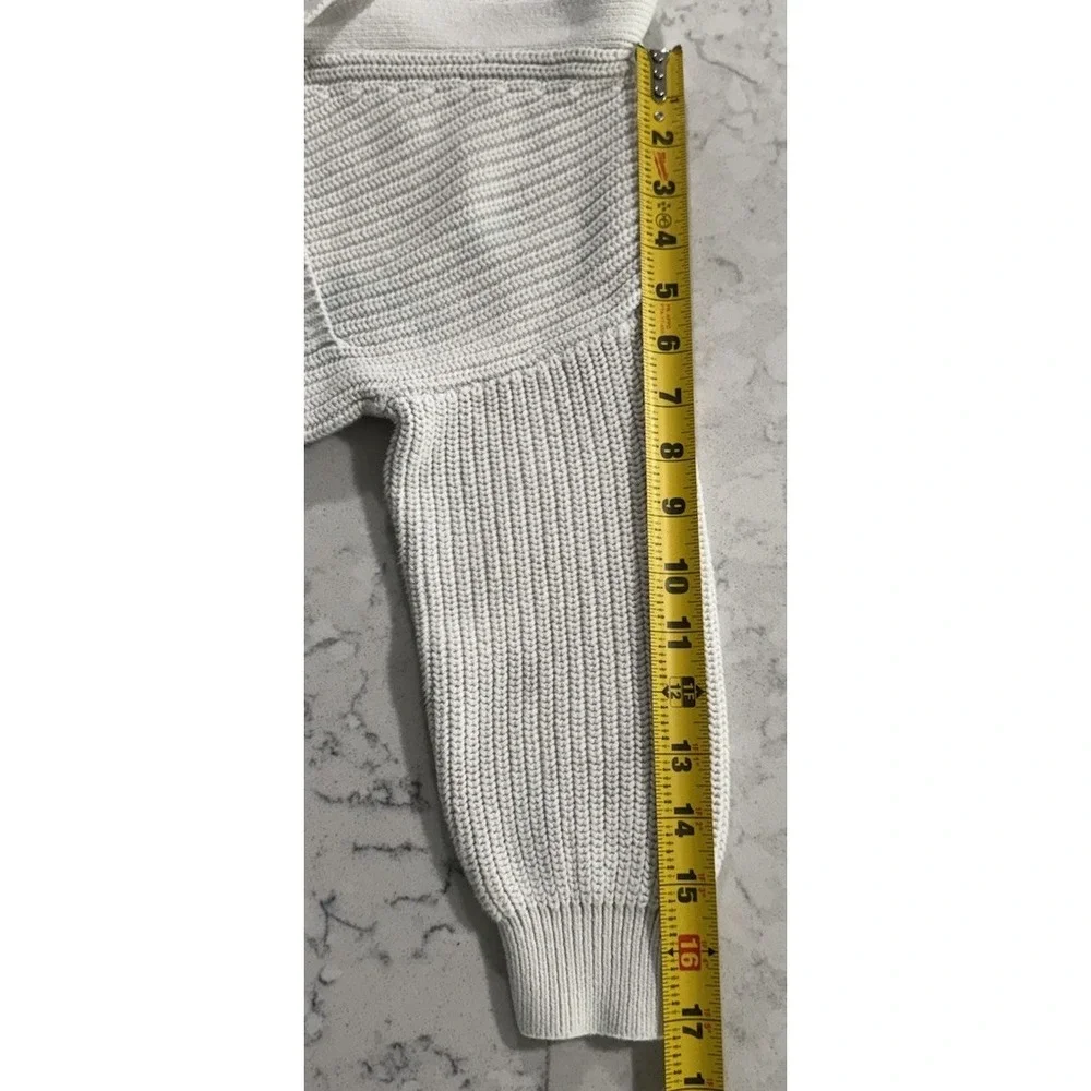 GAP Kids Girls Small 6-7 Ivory Cropped Shaker Knit Button Front Cardigan Sweater